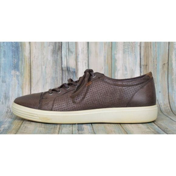 Ecco Soft 7 Men\'s Brown Leather Perforated Sneakers Size 10 / 10.5 EUR 44 main image 5